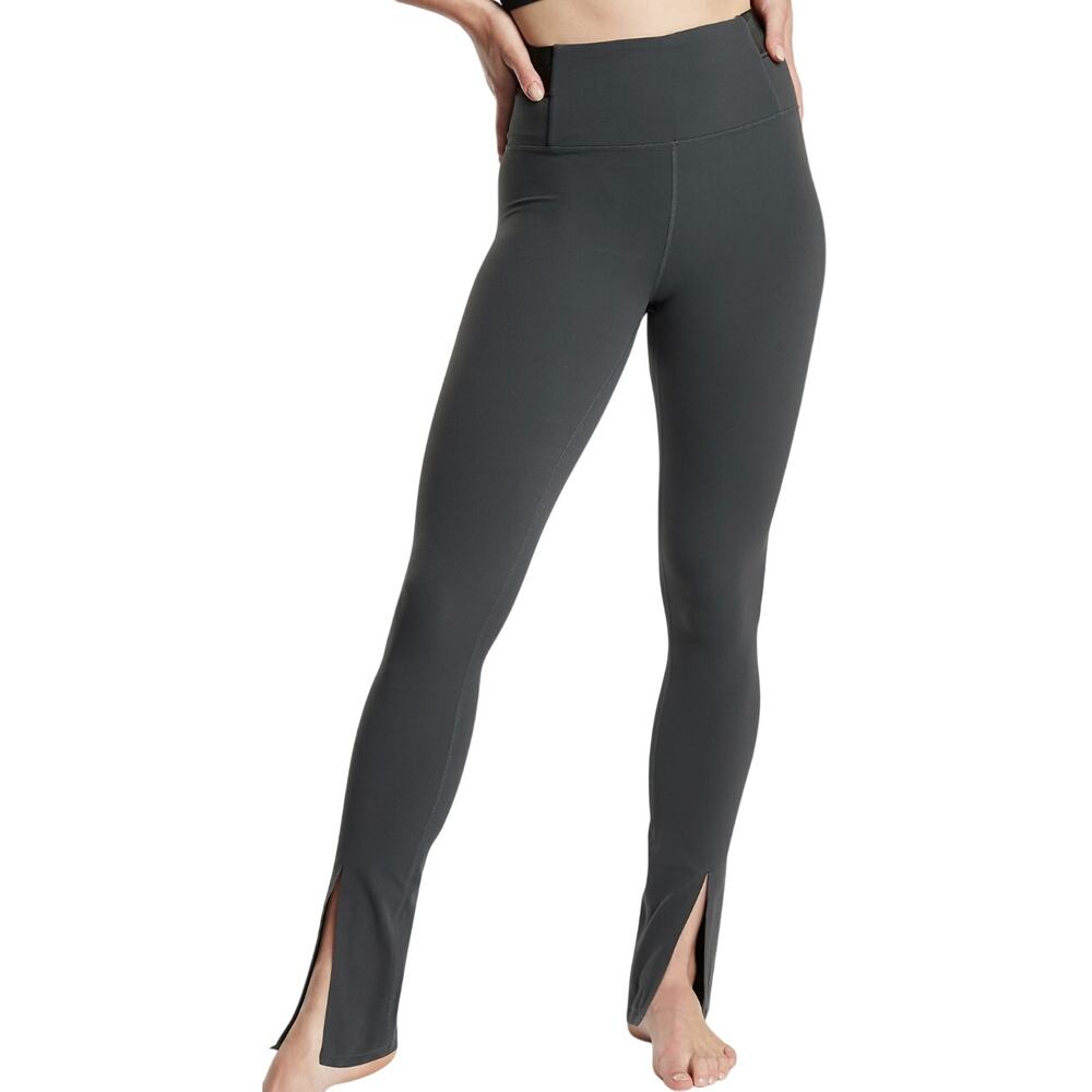Athleta Aura Split Pant Powervita Ultra High Rise UPF 50+ CoolMax Black Olive M